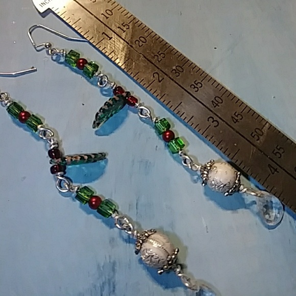 Handmade Christmas earrings - Picture 2 of 2